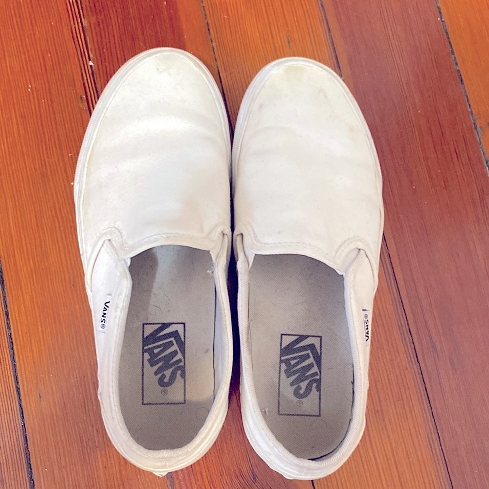 White Slip On Vans
